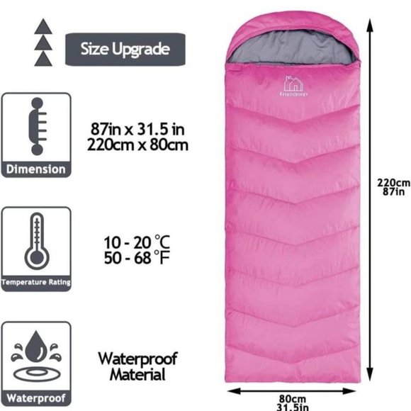 Friendriver L Size Upgraded Version of Camping Sleeping Bag 4 Seasons - Picture 1 of 7